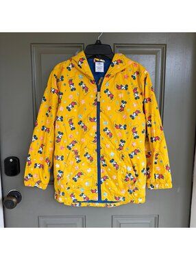 Disney Store Mickey Mouse Yellow Hooded Windbreaker Jacket Kids Size 9/10